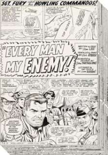  - Dick Ayers and John Tartaglione Sgt. Fury and His Howling Commandos #25 Partial Story Pages 1-13 Original Art (Mar...