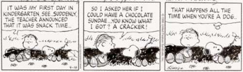 Charles Schulz Peanuts Daily Comic Strip Snoopy and Rerun Original Art dated 9-16-96 (United Feature Syndicate, 19... | Heritage