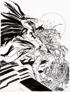 Mike Zeck and Jerry Ordway Azrael Agent of the Bat #99 Cover Original Art (DC Comics, 2003)....