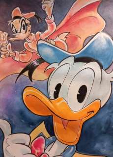 Alessandro Gottardo | Donald Duck - "Identità segreta" - Original Watercolour Painting by Alessandro Gottardo - (2022) | Catawiki