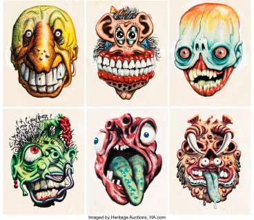 Basil Wolverton, Wally Wood, and Norman Saunders Make Your Own Name Topps Stickers Illustration Original Art Group... (Total: 6 Original Art) | Heritage