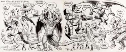 Peter Poplaski "More Marvel Monsters" Illustration Original Art (1992-2006). A great collection -
