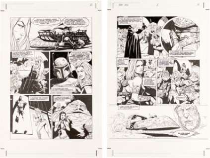 Carlos Ezquerra Mara Jade: By The Hand Of The Emperor‘s Hand #1 Planches 2-3 (Dark Horse Comics, 1998).... (Total: 2 Original Art)