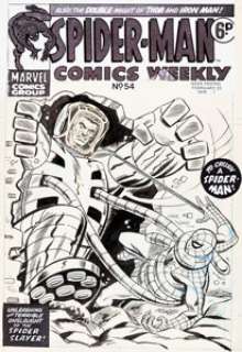 Marvel Artist Spider-Man Comics Weekly #54 Cover Original Art (Marvel UK, 1974). J. Jonah Jameson takes the - | Heritage