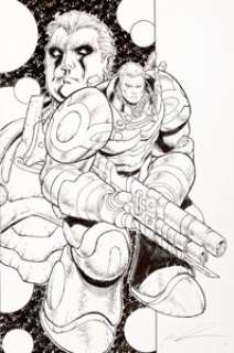 Rob Liefeld - Cable Illustration Original Art (undated). A great splash page of X-Force’s leader, Cable, - | Heritage