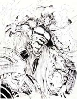 Billy Tan (as Billy Tan Mung Khoy) and Duy Truong (as D-Tron) - Weapon Zero/Silver Surfer #1 Double Splash Page 19-20 Mephisto Original Art (Top Cow, 1996).