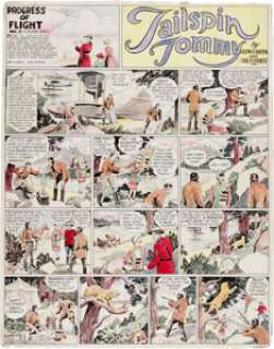 Hal Forrest - Tailspin Tommy Sunday Comic Strip #35 Hand-Colored Original Art dated 6-15-30 (Bell Syndicate, 1930).
