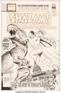 Chan, Ernie - Ernie Chan and Kurt Schaffenberger Shazam #26 Cover Original Art (DC, 1976)....