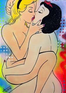 Alvin Silvrants | Snow White and Alice making Love in Wonderland - Original drawing in colour by Alvin Silvrants | Catawiki