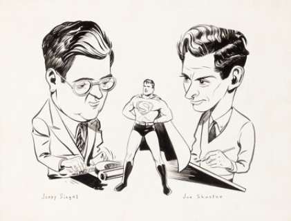 Shuster, Joe | Joe Shuster Comics and Their Creators Jerry Siegel and Joe Shuster Illustration Original Art (1942). ... | Heritage