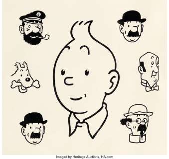 Hergé - Hergé (Georges Remi dit) Album à colorier Grand Format #6 Cover Tintin Original Art (Casterman, 1962).... (Total: 2 Original Art)