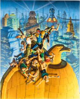 Steve Fastner and Richard Larson - Judge Dredd: Hall of Justice (#nn) Cover Painting Original Art (Fleetway Publicat...