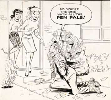 Bob White - Archie‘s Girls Betty and Veronica #91 Cover Original Art (Archie, 1963)....