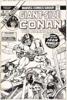 Gil Kane and Tom Palmer - Giant-Size Conan #3 Cover Original Art (Marvel, 1975)....