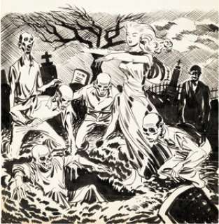 Warren Kremer Black Cat Comics #37 Cover Preliminary Original Art (Harvey, 1952). (Total: 2 Original Art)