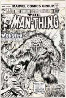 Ron Wilson and Frank Giacoia Man-Thing #7 Cover Original Art (Marvel, 1974).