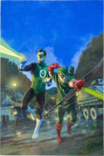 Hugh Fleming Legends of the DC Universe #8 Green Lantern and Green Arrow Cover Original Art (DC, 1998).