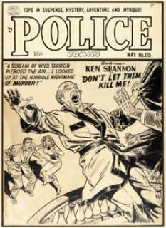 Reed Crandall and Chuck Cuidera Police Comics #115 Cover Original Art (Quality Comics, 1952).