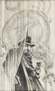 Jim Steranko The Shadow #13: Green Eyes Paperback Cover Preliminary Original Art (Pyramid, 1977).