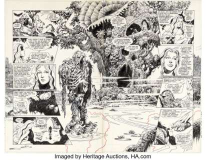 Rick Veitch and Alfredo Alcala Swamp Thing #65 Double Splash Pages 2-3 Original Art (DC, 1987).