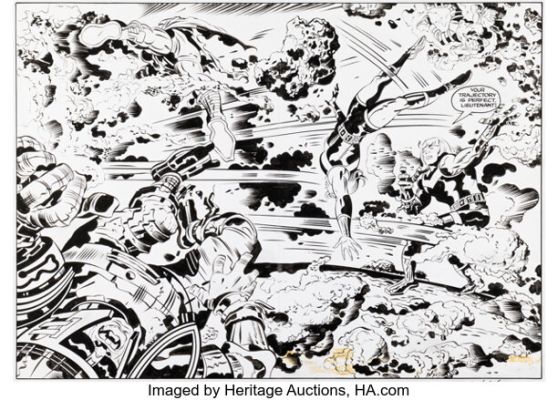 Jack Kirby and Mike Thibodeaux Captain Victory and the Galactic Rangers #13 Double Splash Pages 2-3 Original Art (Pacific, 1983).