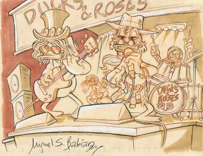 Miguel Sánchez Babiano | Donald Duck - Ducks and Roses - Signed Original Drawing by Miguel Sánchez Babiano - (2023) | Catawiki