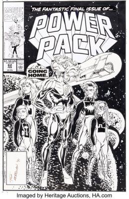 Tom Morgan Power Pack #62 Cover Original Art (Marvel, 1990).