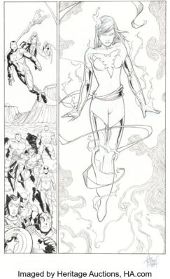 Mark Morales [Adam Kubert printed blue lines] Avengers vs. X-Men #12 First Appearance of Hope Summers as Phoenix Story Page 25 Original Art (Marvel, 2012).