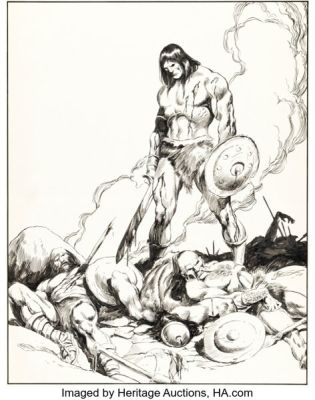 John Buscema Conan Portfolio Plate One Re-Creation Illustration Original Art (undated). | Heritage