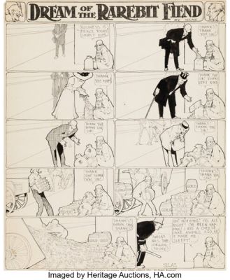 Winsor McCay (as Silas) Dream of the Rarebit Fiend Comic Strip Original Art (New York Herald Co., 1908).