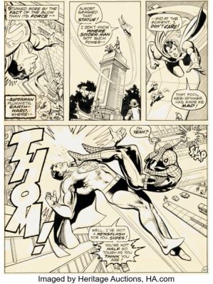 Ross Andru and others Superman vs. The Amazing Spider-Man Story Page 6 Original Art (Marvel/DC, 1976). | Heritage