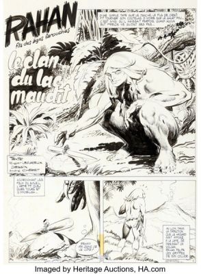 André Chéret Rahan, Le Clan du Lac Maudit Story Page 1 Original Art (Pif Gadget/Vaillant, 1971). | Heritage