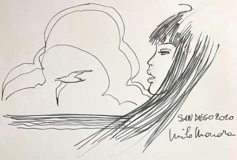 Manara, Milo | Manara, Milo - Original drawing - Lady and ocean - (2010) | Catawiki