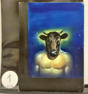 Lot 1 - Michel GOURDON. « La Nuit du Minotaure ». Gouache sur carton pour la…