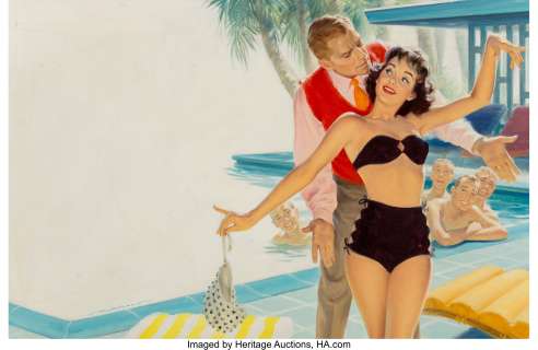 Robert G. Harris (American, 1911-2007) The Lady Changed Her Style, Saturday Evening Post interior illustration, 1959 O...