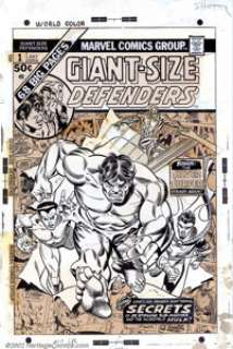 Gil Kane and Mike Esposito - Original Cover Art for Giant-Size Defenders #1 (Marvel, 1974). You would be hard - | Heritage