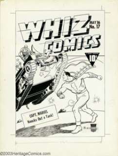 C. C. Beck and Pete Constanza - Original Cover Art for Whiz Comics #17 (Fawcett, 1941). Captain Marvel, the -