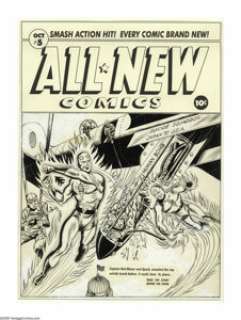 Alex Schomburg - All-New Comics #5 Cover Original Art (Harvey, 1943). High above the U.S. Capitol, Captain Red - | Heritage