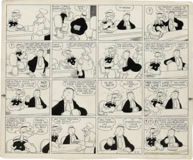 Elzie Segar and Elmer "Doc" Winner - Popeye Sunday Comic Strip Original Art, dated 6-12-38 (King Features - | Heritage