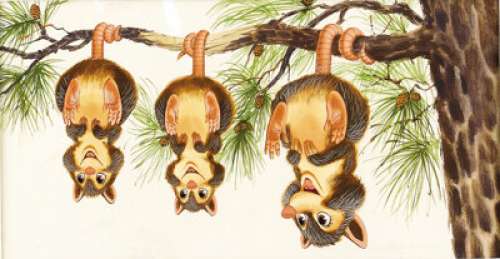Mel Crawford - "Bambi" Children‘s Book Illustration Original Art (undated). Three cute possums star in -