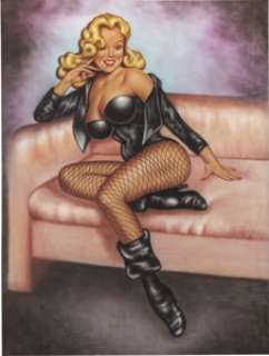 Terry Twigg - Black Canary Graphite and Pastel Illustration Original Art (1995). Decked out in black leather -