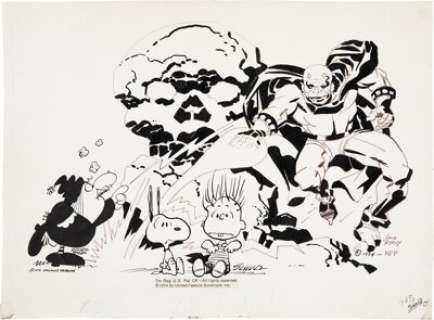 Charles Schulz, Jack Kirby, and Russell Myers San Diego Comicon Program Book Illustration Original Art -