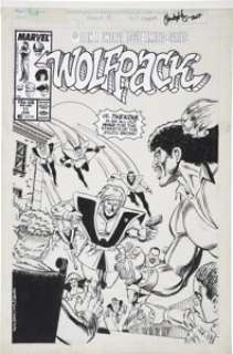 Ron Wilson and Chris Ivy Wolfpack #11 Cover Original Art (Marvel, 1989). It‘s Wolfpack vs. the Nine in an -