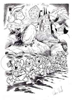 Valerio Held - 1 Original drawing - Topolino - Omaggio a Romano Scarpa dalla storia "I 7 nani e il cristallo di Re Arbor" | Catawiki