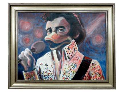 Prof. Volker Schönwart Las Vegas Elvis - Duck Style - original framed acrylic Duckomenta exhibit - (2014) | Catawiki