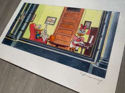 Tony Fernandez - 1 Original colour drawing - Daisy Duck, Donald Duck, hopper - inspired by Edward Hopper - 2017 | Catawiki