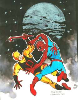 Caracuzzo, Giancarlo - 1 Watercolour - Spiderman vs Devil - Dedicato a Steve Ditko - 2018 | Catawiki