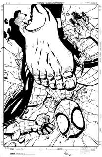 Phil Hester Ande Parks - Ultimate Marvel Team-Up #3 Cover (Hulk Really Plants His Foot on Spidey!) 2001