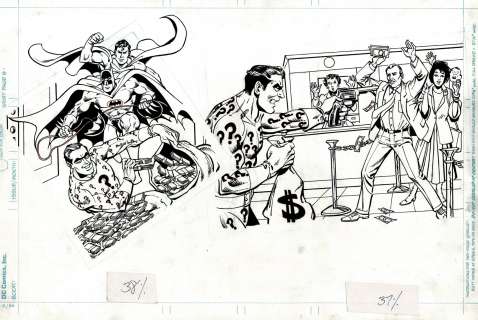 Jose Delbo | Superman / Batman / Riddler Published 1984 Pinup | Romitaman