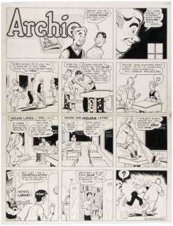 "ARCHIE" ORIGINAL BOB MONTANA FEBRUARY 23,1947 SUNDAY PAGE ART. | Hake’s